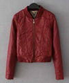 Ladies red pu leather jacket 