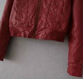 Ladies red pu leather jacket  3