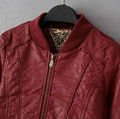 Ladies red pu leather jacket  4