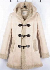 Ladies eco-friendly faux suede with faux sheep fur coat