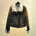 Ladies faux fur with suede fabric biker 1