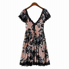 Ladies printed polyester sleeveless dress