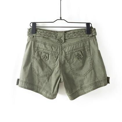 Ladies cotton cargo shorts with belt 2