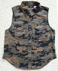 Ladies cotton camouflage print vest