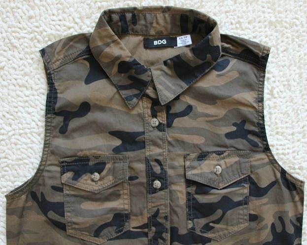 Ladies cotton camouflage print vest  4