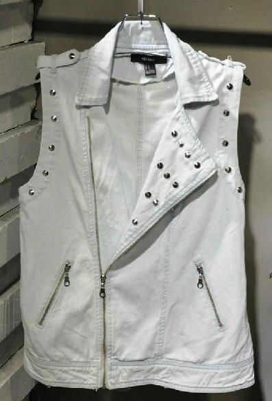 Ladies cotton bike vest with studs trim 