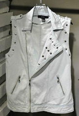 Ladies cotton bike vest with studs trim
