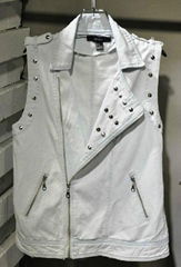 Ladies cotton bike vest with studs trim 