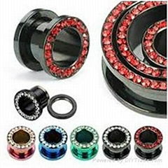 Wholesale crystal ear tunnel and plugs