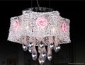 pink color Aluminum Mostones Lamp wire mesh shape Chandelier with Rose 3
