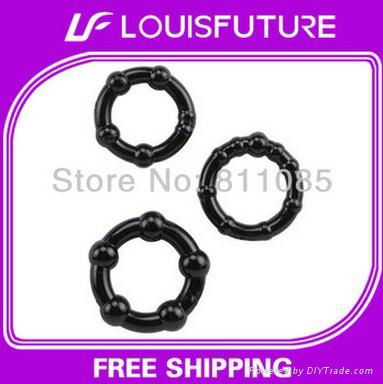 Black Stay Hard Beaded Cock Rings Silicone Penis Ring STG013