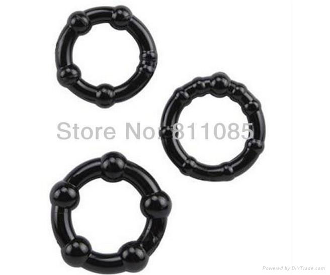 Black Stay Hard Beaded Cock Rings Silicone Penis Ring STG013 2