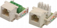 Cat.3 6P4C Keystone Jack with Terminal Block 