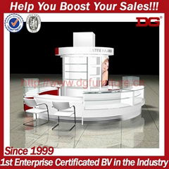 modern style MDF cosmetic display kiosk for mall