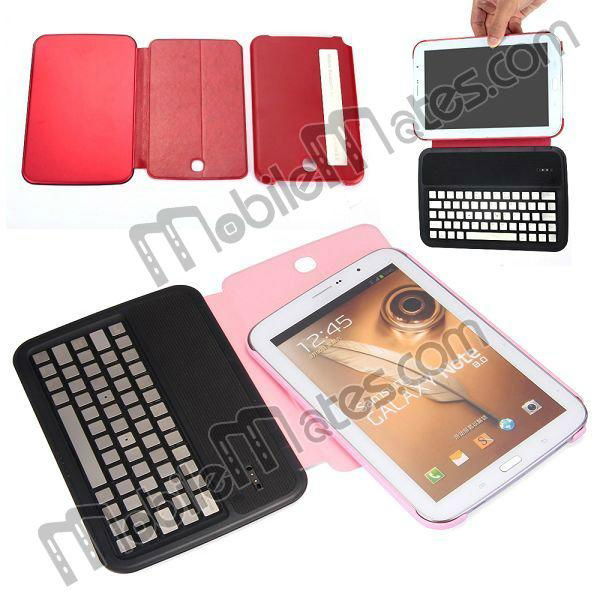 Aluminum Bluetooth Wireless Keyboard with Flip Leather Case Cover For Samsung  4