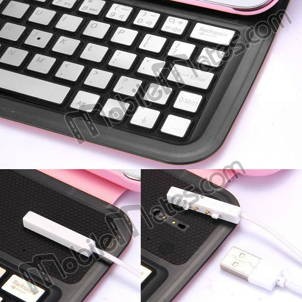 Aluminum Bluetooth Wireless Keyboard with Flip Leather Case Cover For Samsung  5