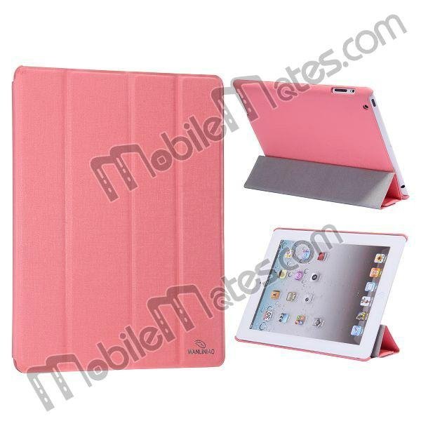 Wake Up/Sleep 4 Folds Side Leather Case for ipad 4 the New iPad iPad 2