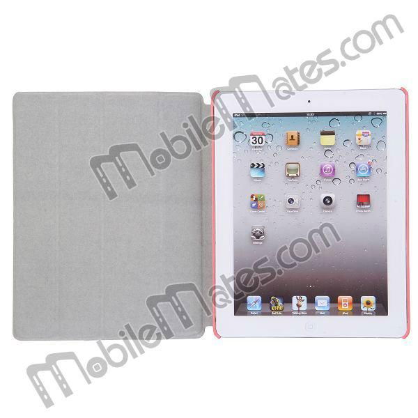 Wake Up/Sleep 4 Folds Side Leather Case for ipad 4 the New iPad iPad 2 4