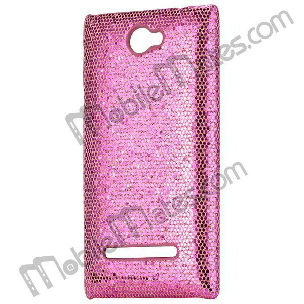 Ultra Thin Glittering Powder Leather Coated Hard Back Cover Case for HTC 8S  2