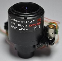2.8-12mm Fixed Iris Motorized Zoom Vari-focal 2 Megapixel HD cctv camera Lens 