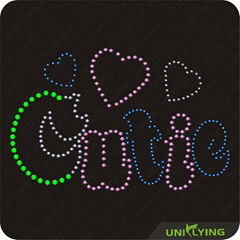 Cutie heart rhinestone heat transfer