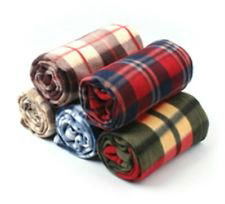 Plaid Check Printed Polar Fleece Blankets