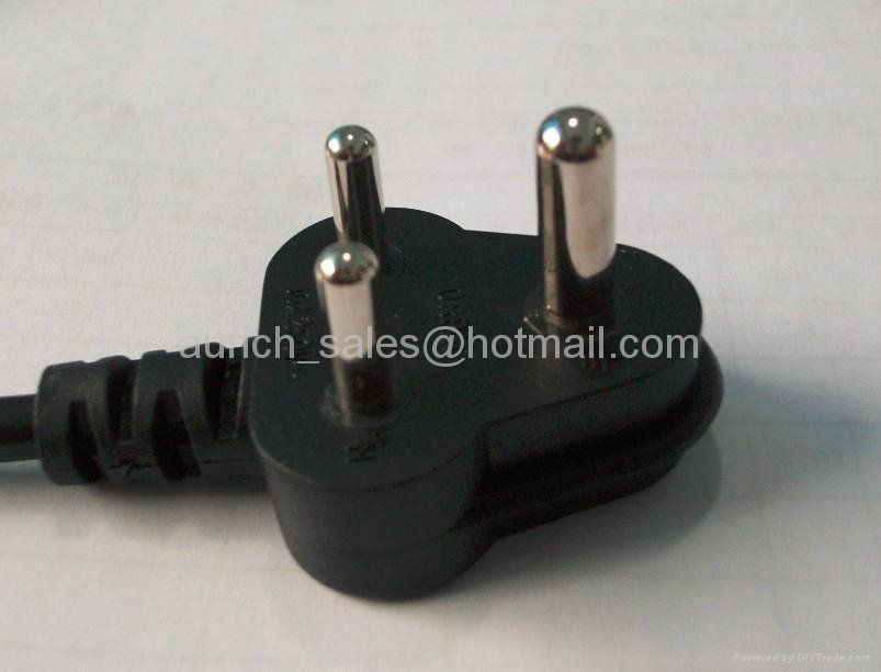 Indian AC power cord with 3 pin plug