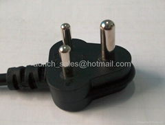 Indian AC power cord with 3 pin plug