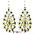 E0090 antique brass hollow out enamel earrings 