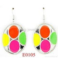 E0090 antique brass hollow out enamel earrings  4