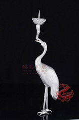 Silver Candle Holder-Crane shaped Candlestick