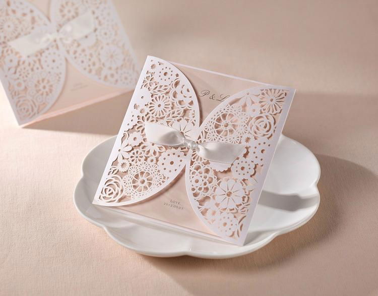 Elegant Pearl Laser Cut Wedding Invitations 