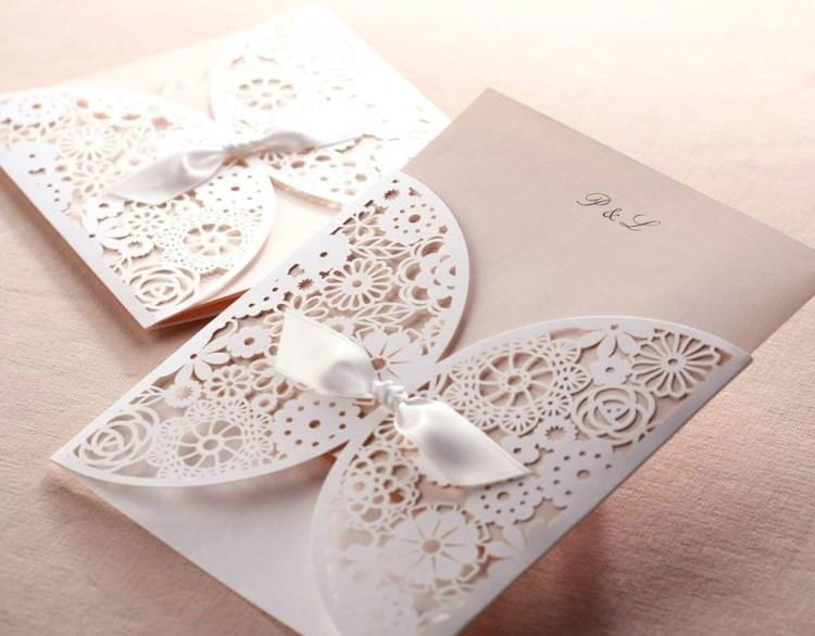 Elegant Pearl Laser Cut Wedding Invitations  4