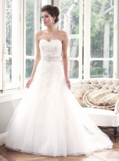 2014 Fashion Detachable A-line Lace Wedding Dress With Crystal  5
