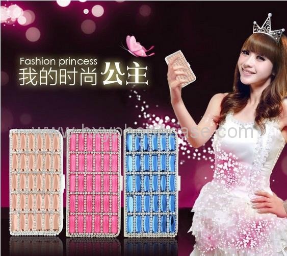 Luxury Wallet Crystal Cute Diamond Leather Case Cover for Apple Iphone 4/4S/5 4