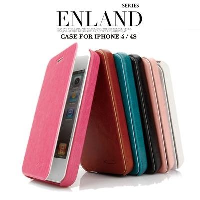 Enland series PU leather flip case for iPhone 4 