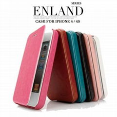 Enland series PU leather flip case for iPhone 4