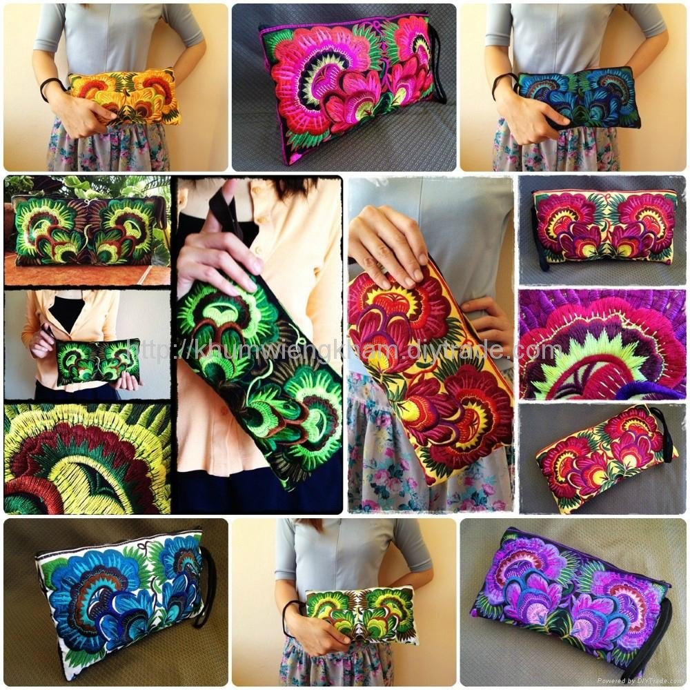 Colorful Embroidered Clutch Wristlets