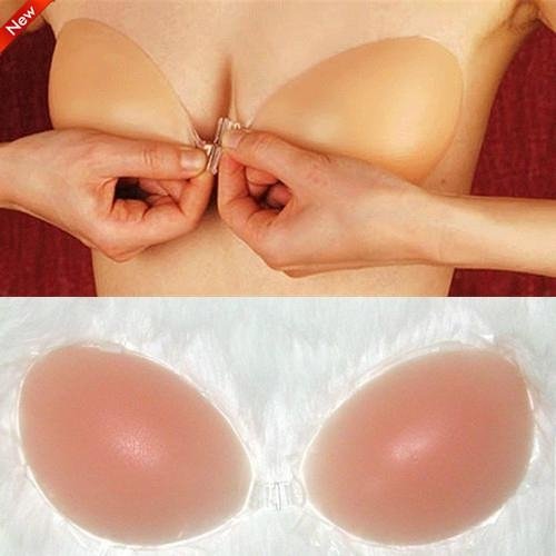 New Women Nude Lycra Self-Adhesive C Cup Invisible Strapless Breast Bra Fashion