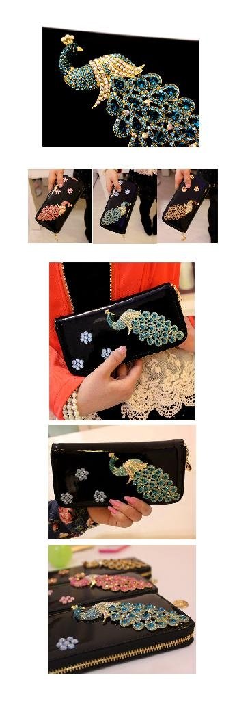 synthetic leather wallet new products on china market peacock print wallet