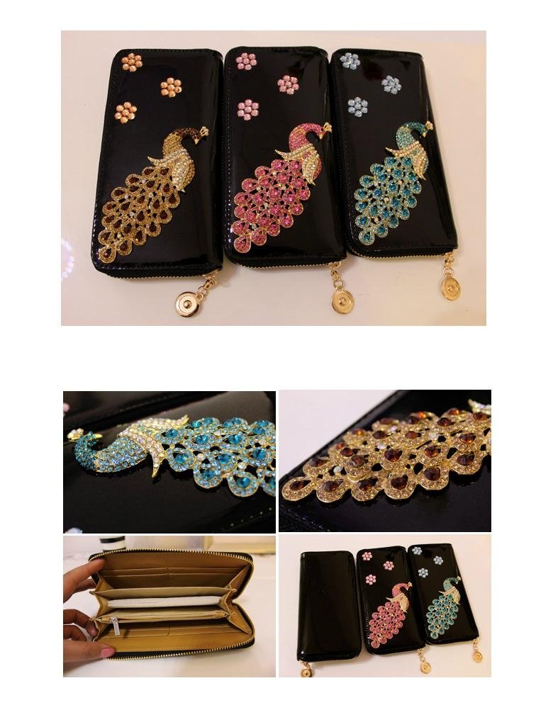 synthetic leather wallet new products on china market peacock print wallet 2