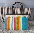 hot sale promotion cheap paper straw bag color collision beach bags 4