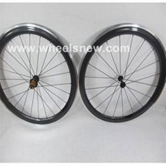 700C*60mm Carbon Bike Wheelset With Alloy Braking Surface Clincher