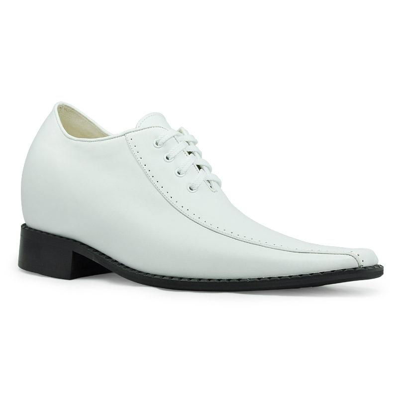 White leather dress shoes for men