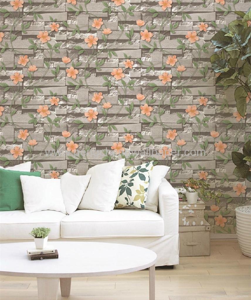 Delicate colors 3d stone wallpaper for hotels decoration  5