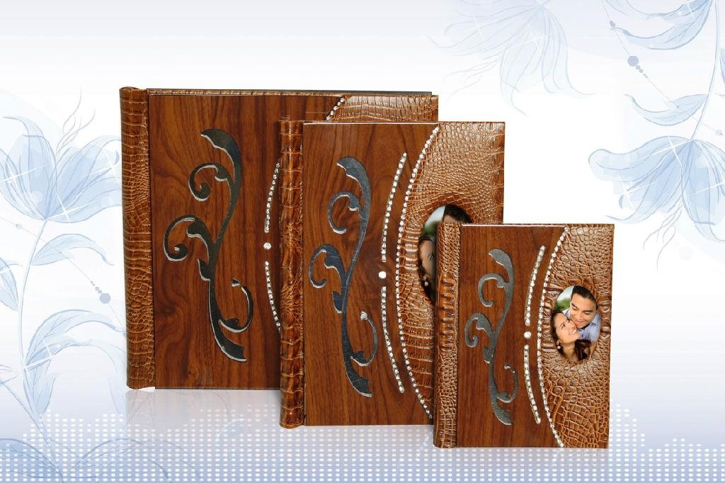 Wood with Leether Digital Photo Album Covers   1