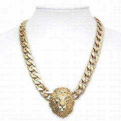 fashion jewelry lion pendant metal silver necklace