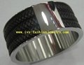 Wholesale Costume Jewelry Stainless Steel Bangles with Leather for Women