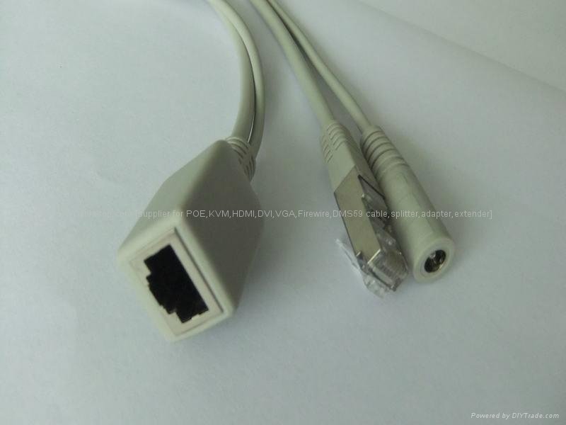 Passive POE injector cable shielded with 1.35*3.5mm DC 3