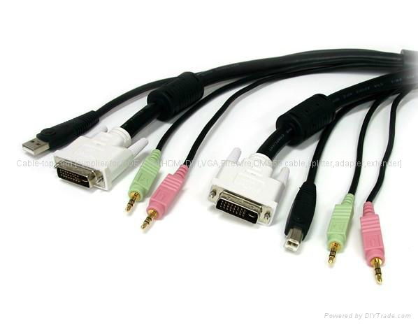 OEM KVM cable with DVI/VGA/USB/PS2/3.5mm plug 3